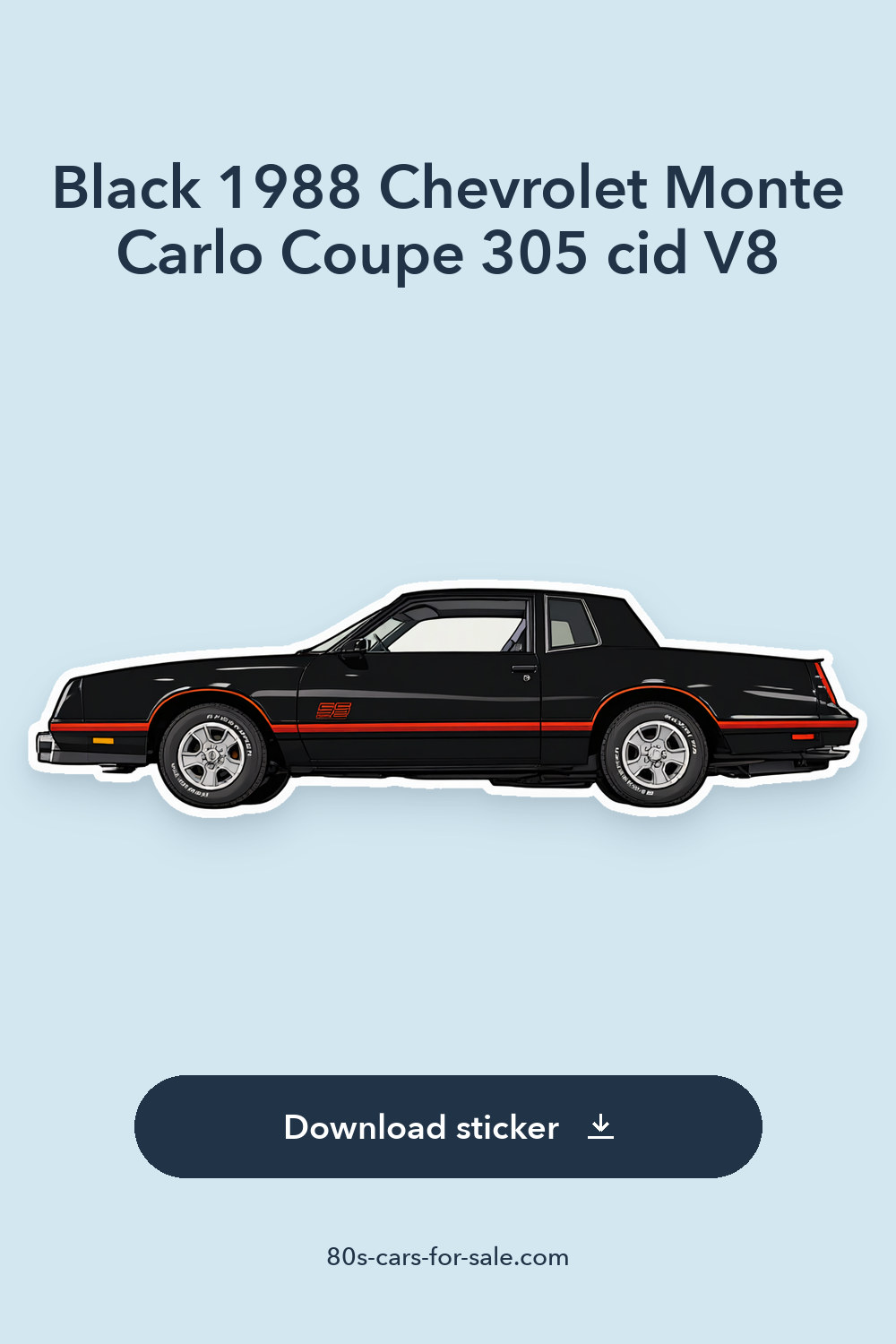 Black 1988 Chevrolet Monte Carlo Coupe 305 cid V8 sticker preview