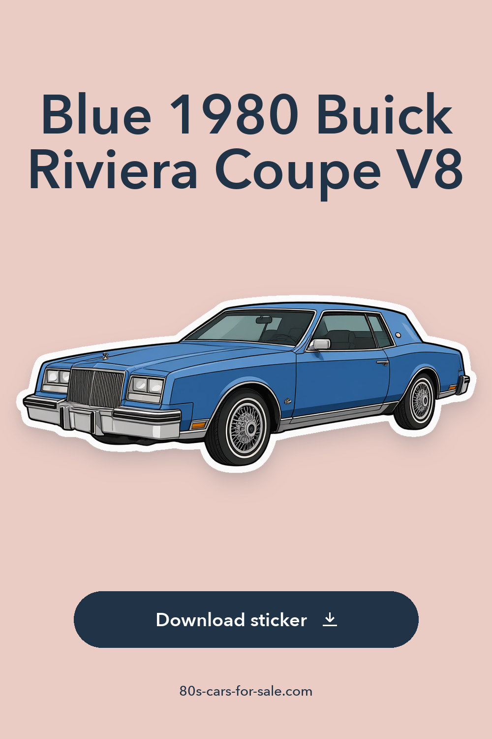 Blue 1980 Buick Riviera Coupe V8 sticker preview